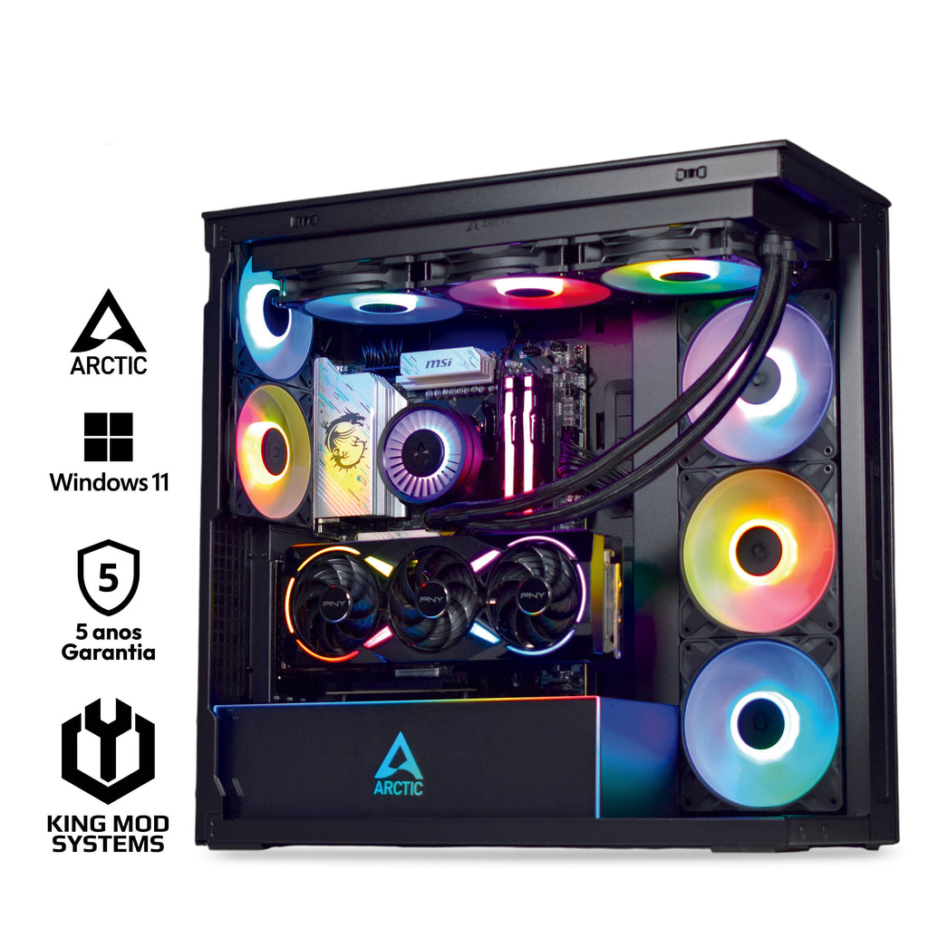Computador King Mod Gamer-PC Arctic Ryzen 7 9800X3D 32GB DDR5 2TB RTX 5070 Ti WiFi W11
