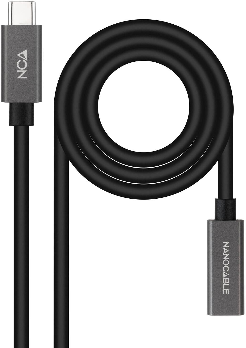 Cabo USB 3.2 Gen2x2 Nanocable 4K/60Hz USB-C M/F 1.5 M