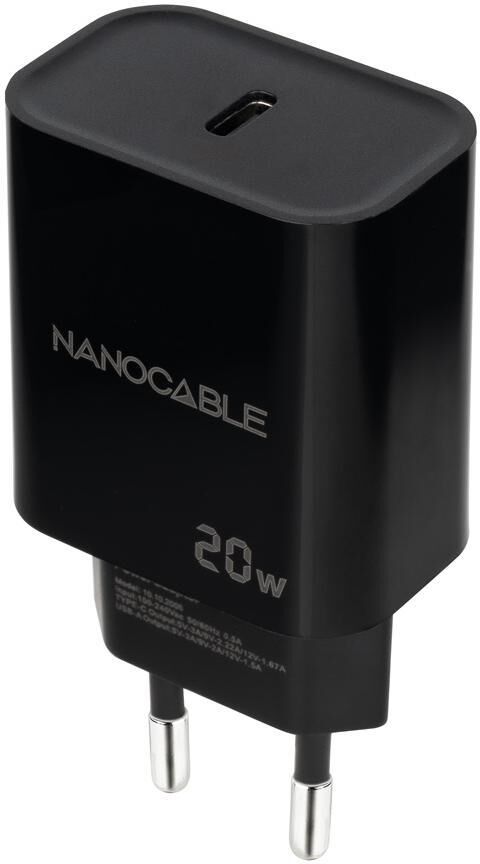 Carregador Nanocable USB-C PD 20W Preto