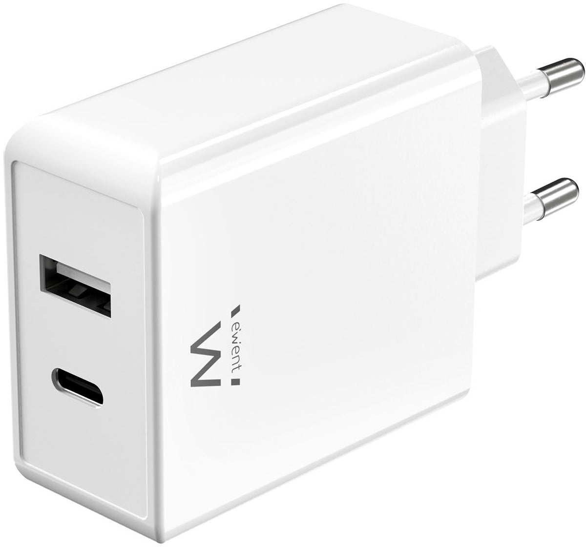 Carregador Ewent EW1328 USB-C/USB-A 45W QC 3.0 GaN Branco