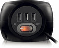 Cubo Ewent 3 Tomadas + 3 Portas USB 2.4A c/ Cabo 1.5 M Preto