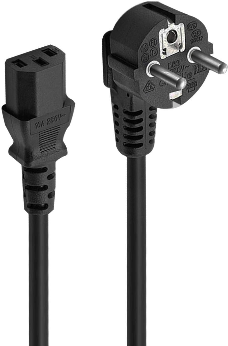 Cabo de Alimentação Ewent EC1901 Shuko Plug > IEC, Angled 90°, 3m Preto