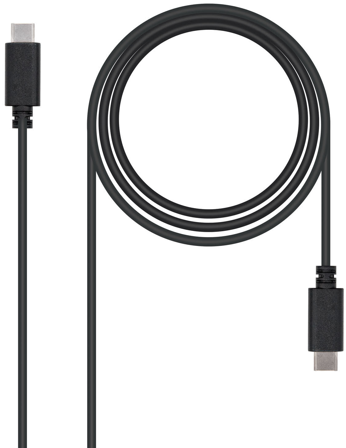 Cabo USB 2.0 3A Nanocable USB-C M/M 0.5 M Preto