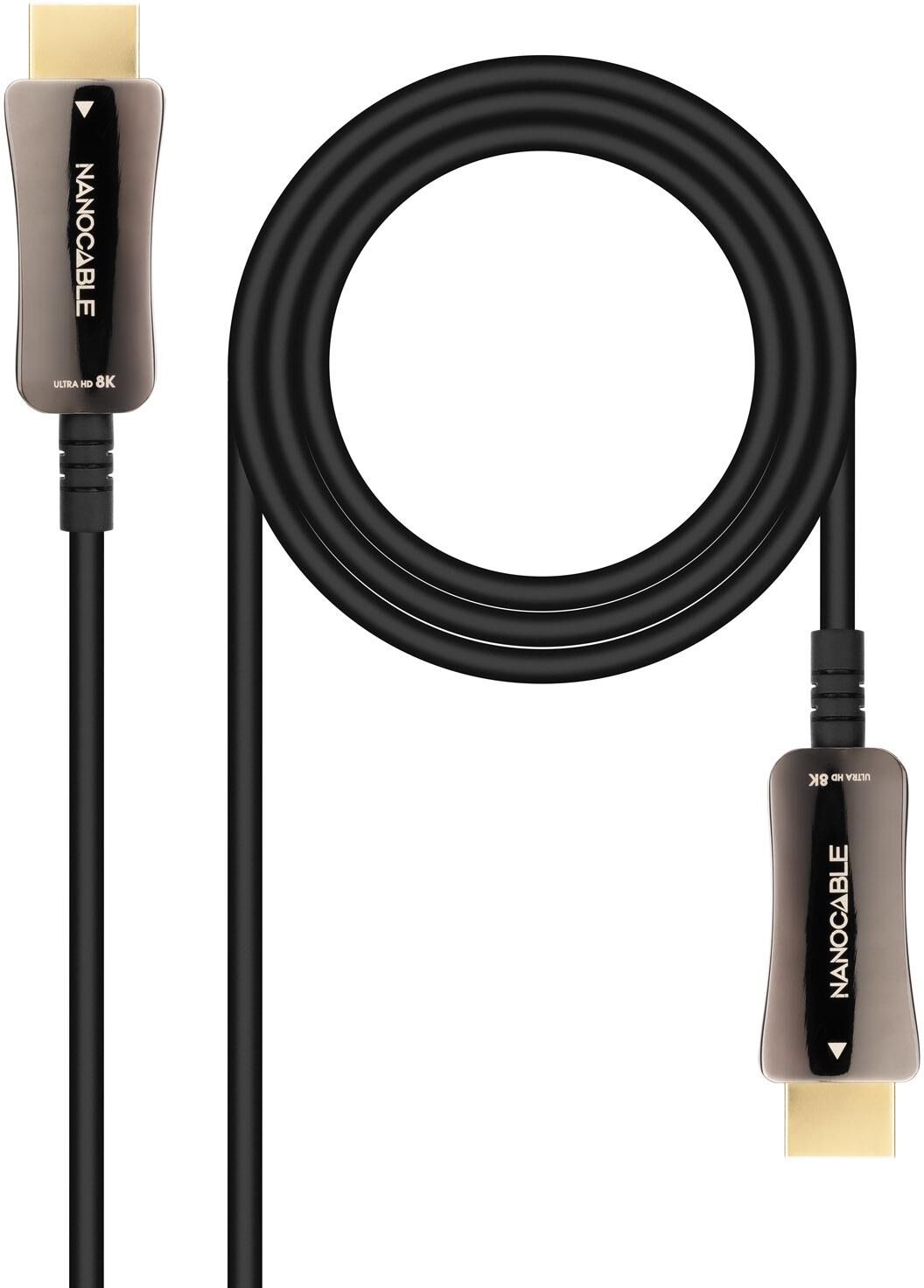 Cabo HDMI V2.1 AOC Nanocable 8K@60Hz 4K@120Hz 48Gbps A/M-A/M 15 m Preto