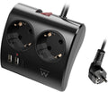 Tomada Ewent EW3871 Desktop Power Strip 2 Tomadas Schuko 16A + 2 USB-A + 1USB-C 1.5m Preta