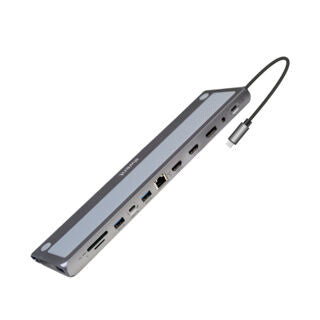 Docking Station Ewent EW1150 USB-C 12-em-1 Cinza
