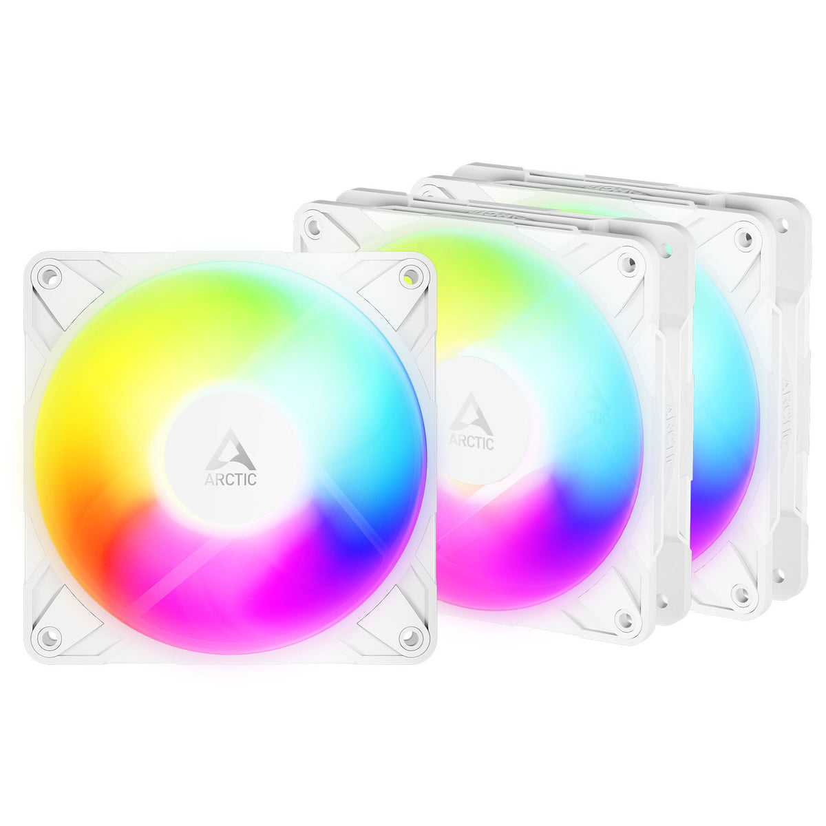 Ventoinha Arctic P12 PRO Reverse PWM PST ARGB 120mm (Pack 3) - Branco