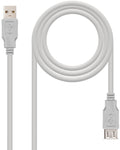Cabo USB 2.0 Nanocable USB-A M/F 1 M Bege