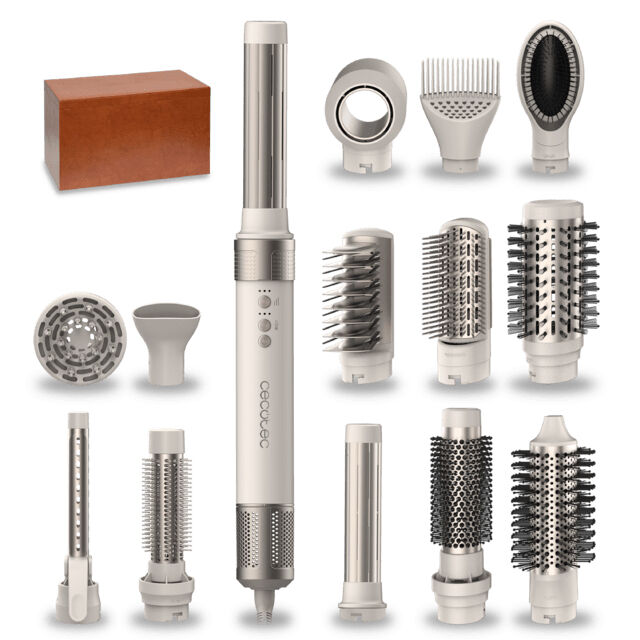 Modelador de Cabelo Cecotec Bamba Ceramic Care AirGlam 14 em 1 Champagne