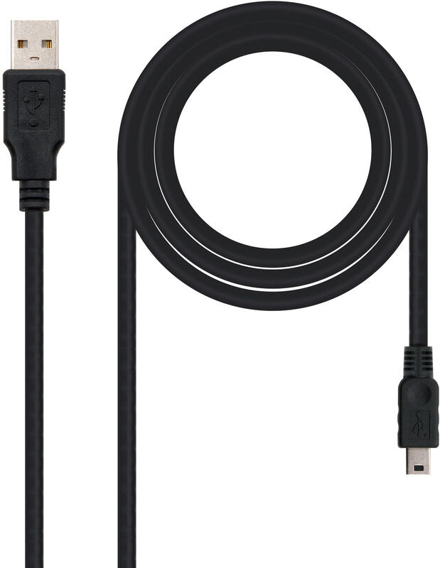 Cabo USB 2.0 Nanocable USB-A/M > Mini USB-B/M 0.5 M Preto