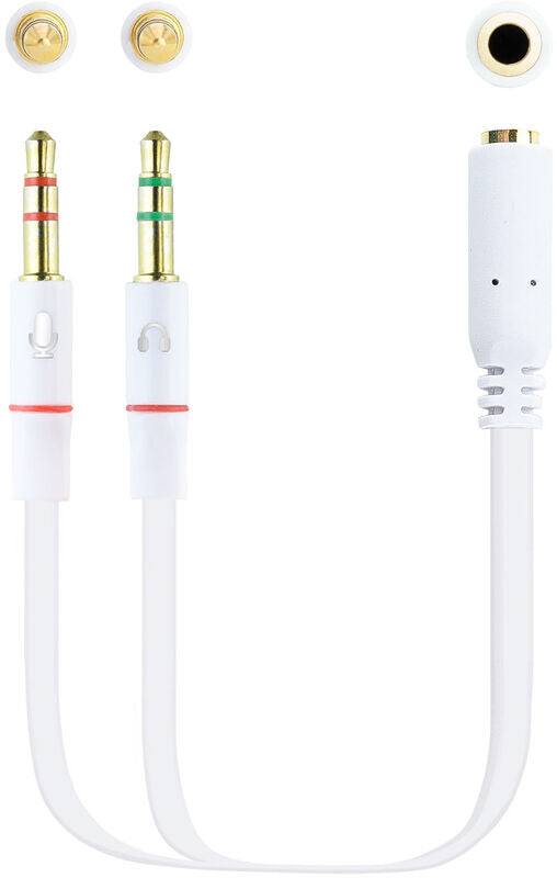Cabo de Divisão Áudio Nanocable Jack 3,5/F 3 PINOS 2x Jack 3,5/M 4 PINOS 20 CM Branco