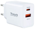 Carregador Tooq USB-C QC 3.0 (20W) + USB-A QC 3.0 (18W) Branco