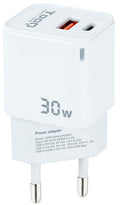 Carregador GaN Tooq USB-C/PD 30W + USB-A/QC 30W