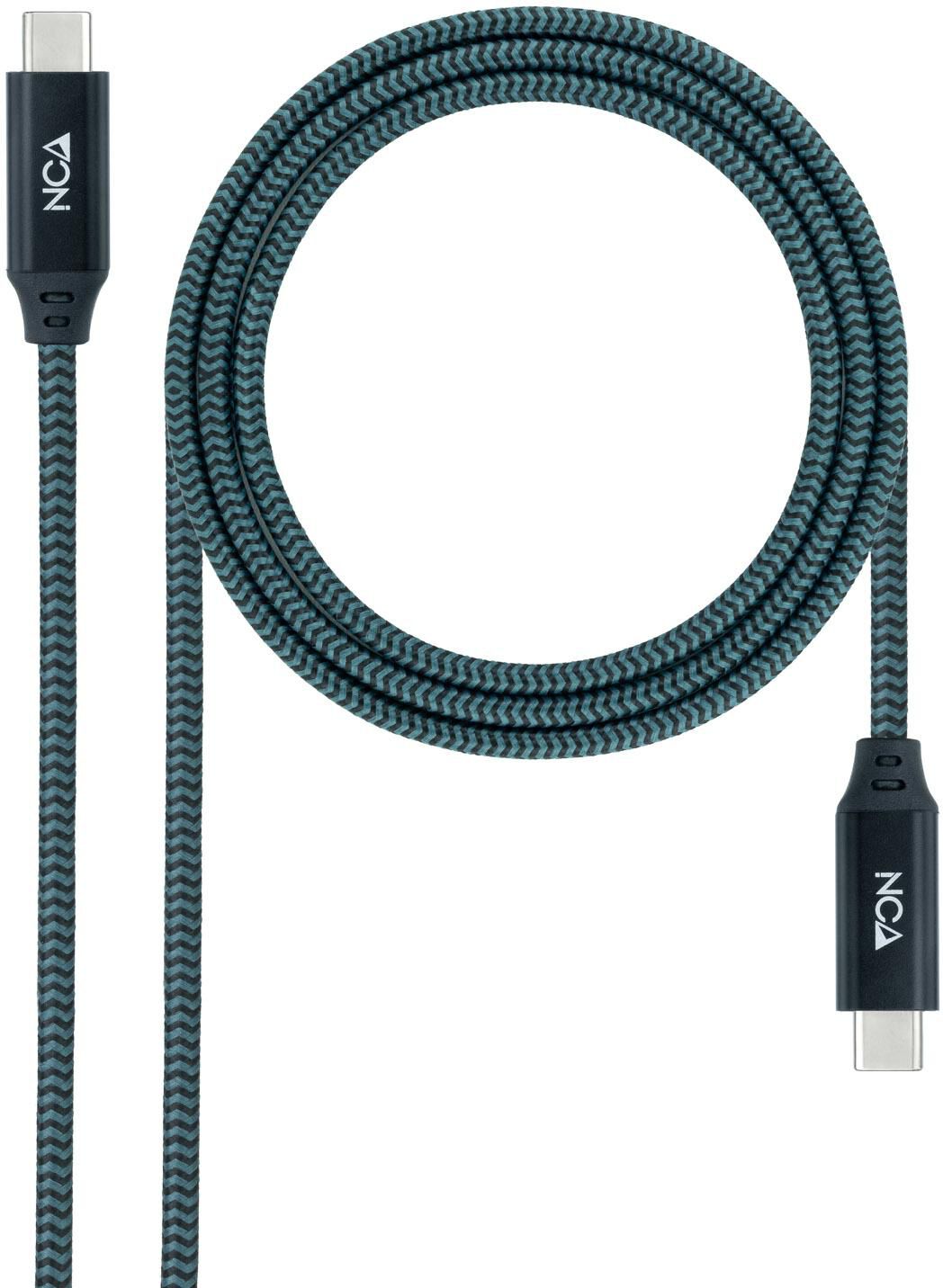Cabo USB 3.2 Gen2x2 Nanocable 20Gbps 5A/100W 4K@60Hz USB-C M/M 2 M Cinzento/Preto