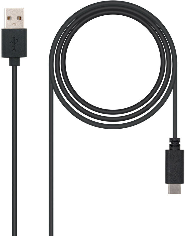 Cabo USB 2.0 3A Nanocable USB-C/M > USB-A/M 1 M Preto