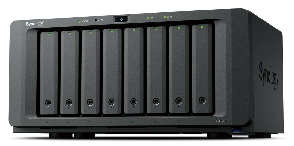 NAS Synology Disk Station DS1825+ - 8 Baías - CPU 4-Core AMD Ryzen V1500B - 8GB RAM