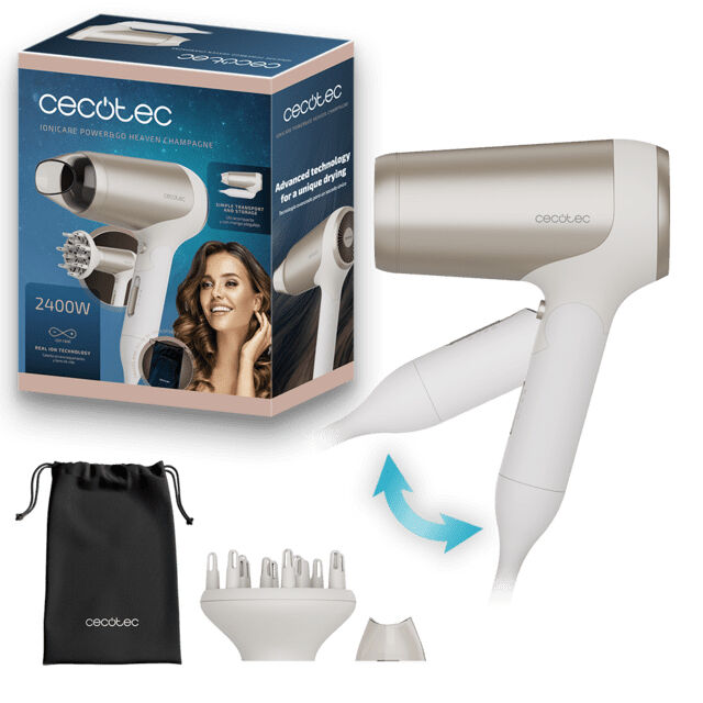 Secador de Cabelo Cecotec Bamba IoniCare Power&Go Heaven Champagne 2000W