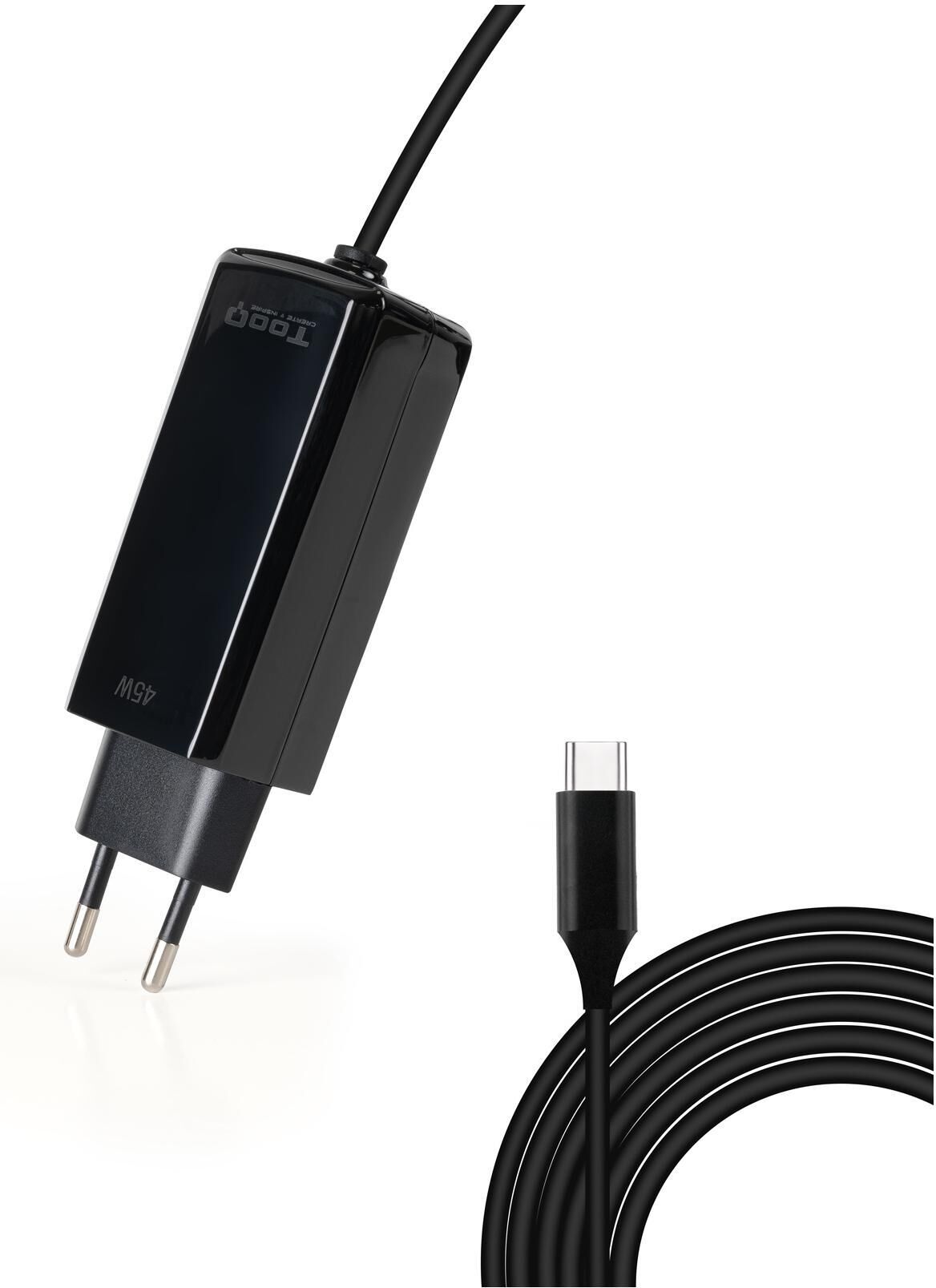 Carregador de Portátil GaN Tooq USB-C PD 45W Preto