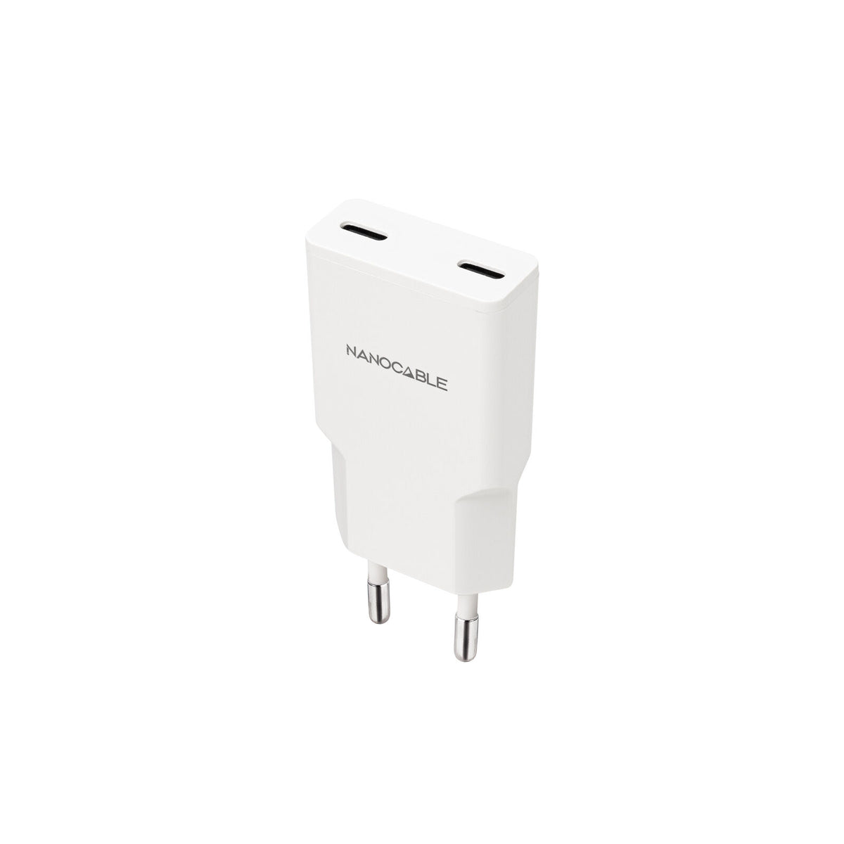 Carregador Nanocable 2xUSB-C/PD 20W, Branco