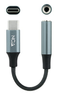 Cabo Conversor de Áudio Nanocable USB-C/M Jack 3.5/F 11 CM Preto/Cinza