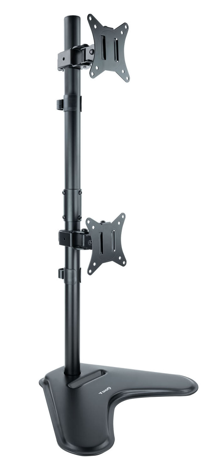 Suporte de Mesa Gaming Tabletop Tooq Duplo (Vertical) Tilt e Altura Ajustável 17" a 32" Max. 9kg Preto