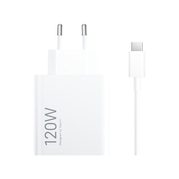 Carregador Rápido Xiaomi 120W HyperCharge Combo USB Tipo-A Branco + Cable USB-A a USB-C