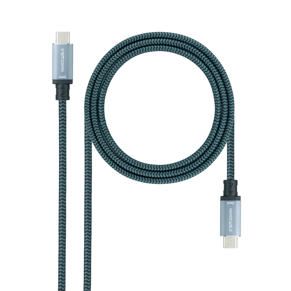 Cabo USB 3.2 Gen2x2 Nanocable 20Gbps 5A/100W 4K/60HZ USB-C M/M 0.5 M Cinzento/Preto