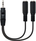 Cabo de Divisão Áudio Nanocable Jack 3,5/M 2x Jack 3,5/F 15 CM Preto