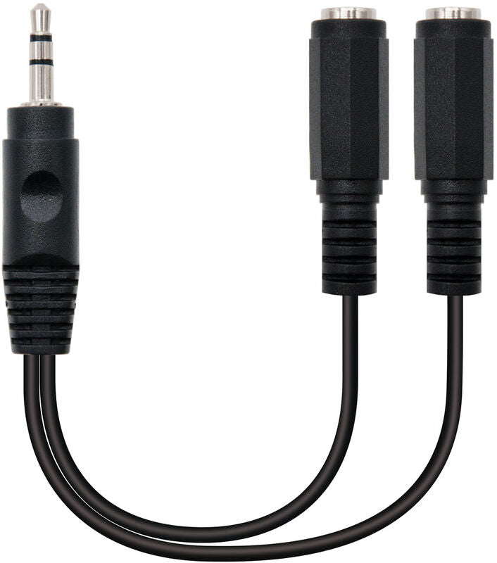 Cabo de Divisão Áudio Nanocable Jack 3,5/M 2x Jack 3,5/F 15 CM Preto