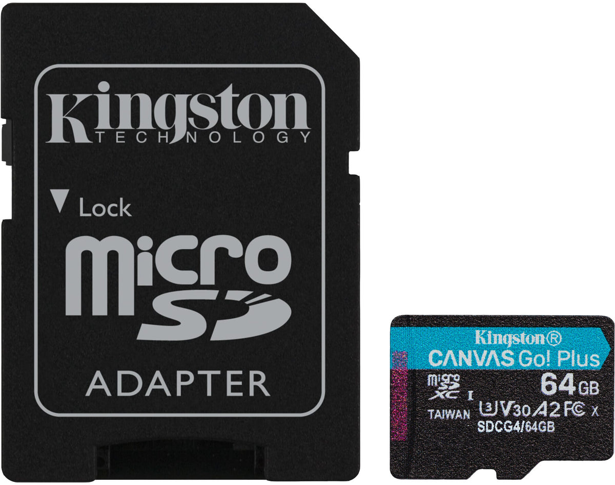 Cartão Kingston Canvas Go! Plus Gen4 200MB/s MicroSDXC UHS-I U3 V30 A2 64GB