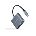 Adaptador Nanocable USB-C > HDMI + VGA + USB3.0 + USB-C (PD 60W) 15CM Cinzento Compatível c/ Thunderbolt 3