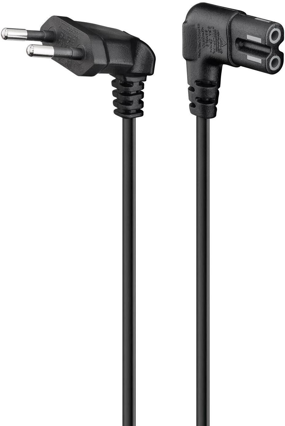 Cabo de Alimentação Ewent EC1917 2 Pinos Schuko para IEC C7 90° 1.8m Preto