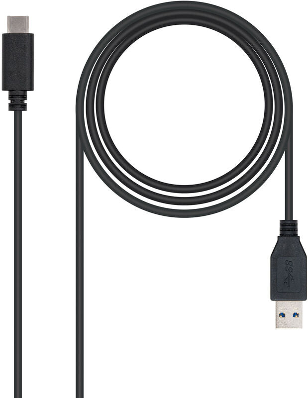 Cabo USB 3.1 Gen2 10Gbps 3A Nanocable USB-C/M > USB-A/M 1 M Preto