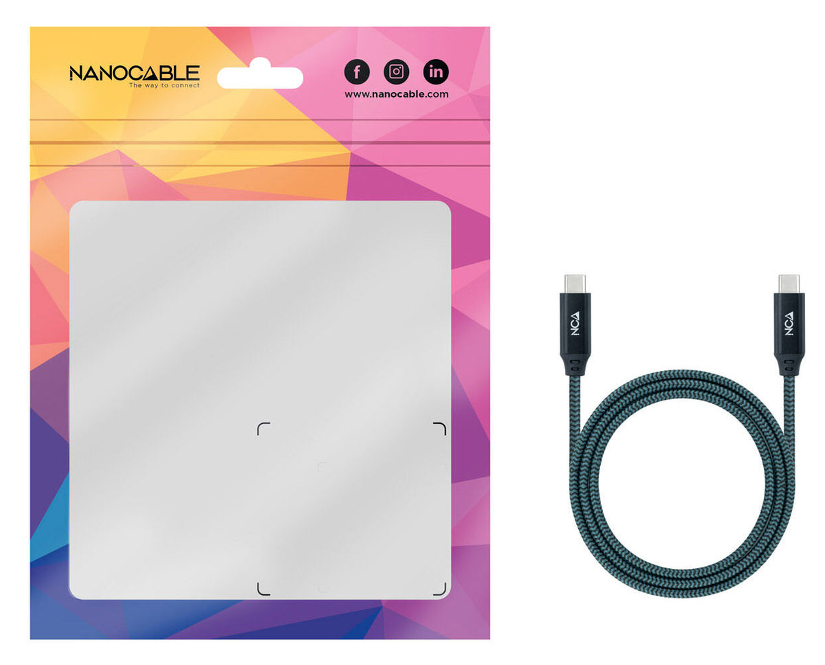 Cabo USB 3.2 Gen2x2 Nanocable 20Gbps 5A/100W 4K@60Hz USB-C M/M 0.5 M Cinzento/Preto