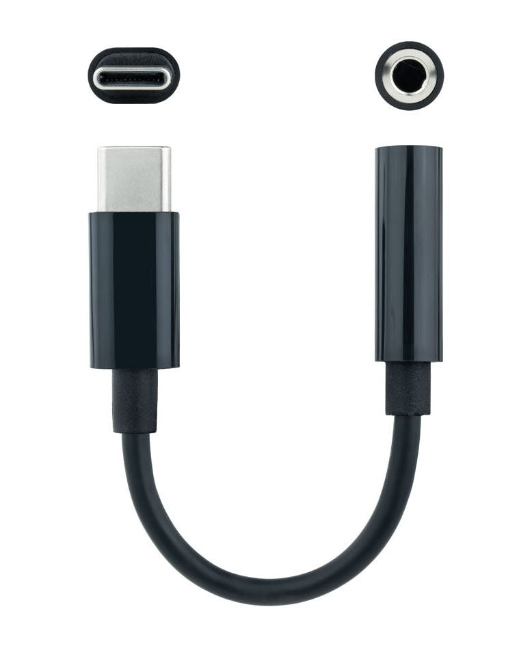 Cabo Conversor de Áudio Nanocable USB-C/M Jack 3.5/F 11 CM Preto