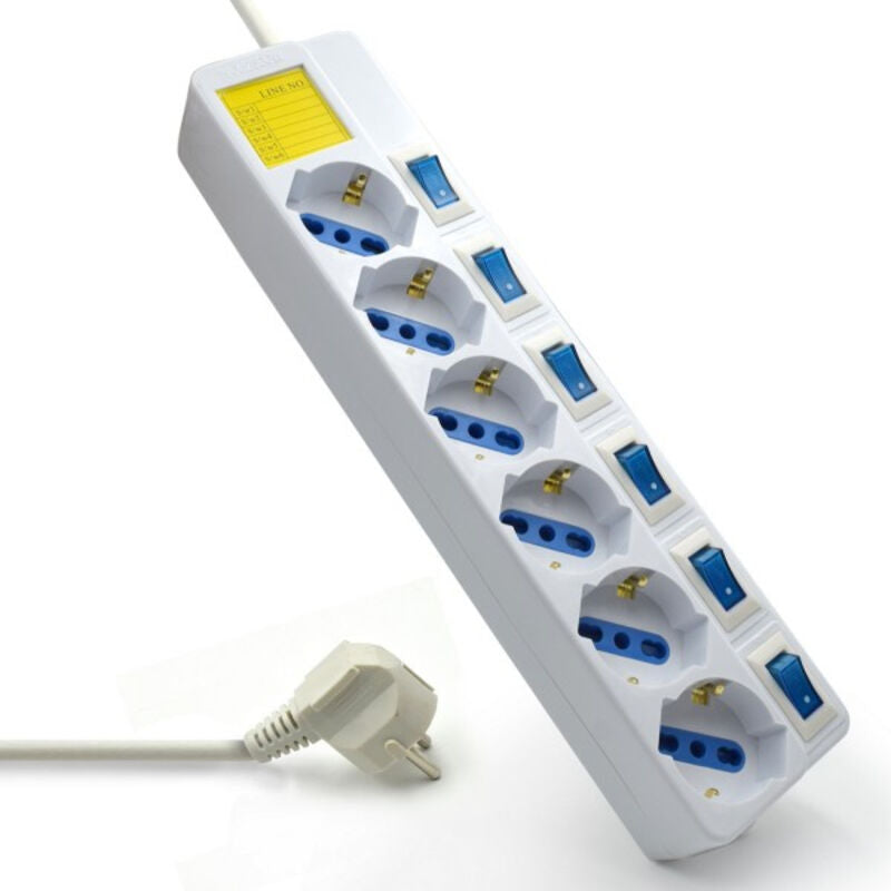 Régua Ewent 6 Tomadas 16A com Switch Individual On/Off 5 M Branco