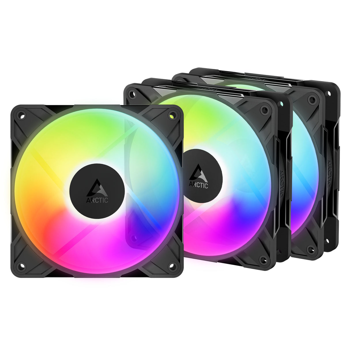 Ventoinha Arctic P12 PRO Reverse PWM PST ARGB 120mm (Pack 3) - Preto