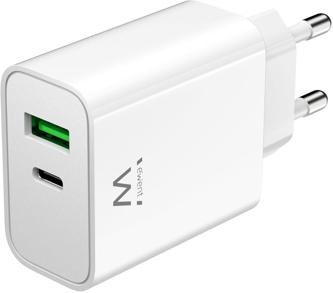 Carregador Ewent USB-C/USB-A 30W QC 3.0 Branco