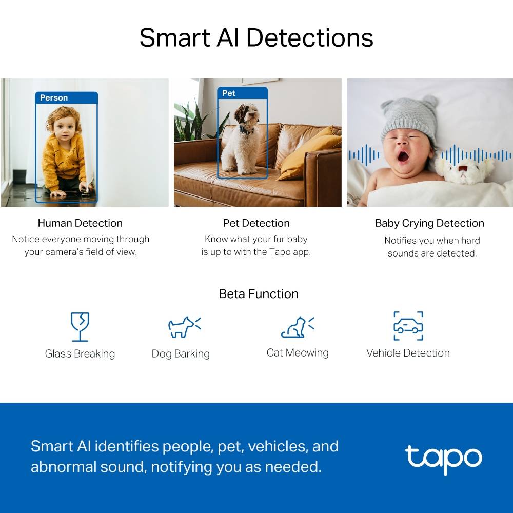 Câmara de Segurança TP-Link Tapo TC72 2K Pan/Tilt AI Home Security Wi-Fi