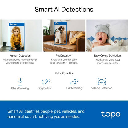 Câmara de Segurança TP-Link Tapo TC72 2K Pan/Tilt AI Home Security Wi-Fi